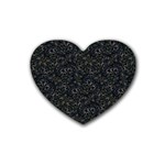 Midnight Blossom Elegance Black Backgrond Rubber Coaster (Heart)