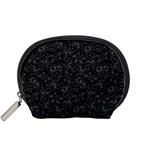 Midnight Blossom Elegance Black Backgrond Accessory Pouch (Small)