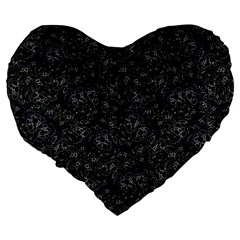 Midnight Blossom Elegance Black Backgrond Large 19  Premium Flano Heart Shape Cushions from ZippyPress Back