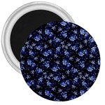 Stylized Floral Intricate Pattern Design Black Backgrond 3  Magnets