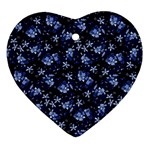 Stylized Floral Intricate Pattern Design Black Backgrond Ornament (Heart)