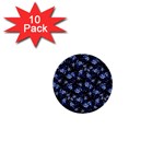 Stylized Floral Intricate Pattern Design Black Backgrond 1  Mini Buttons (10 pack) 