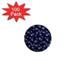 Stylized Floral Intricate Pattern Design Black Backgrond 1  Mini Magnets (100 pack) 