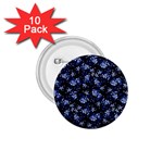 Stylized Floral Intricate Pattern Design Black Backgrond 1.75  Buttons (10 pack)