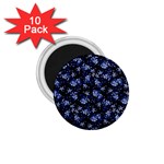 Stylized Floral Intricate Pattern Design Black Backgrond 1.75  Magnets (10 pack) 