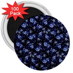 Stylized Floral Intricate Pattern Design Black Backgrond 3  Magnets (100 pack)