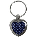 Stylized Floral Intricate Pattern Design Black Backgrond Key Chain (Heart)