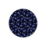 Stylized Floral Intricate Pattern Design Black Backgrond Rubber Round Coaster (4 pack)