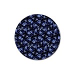 Stylized Floral Intricate Pattern Design Black Backgrond Magnet 3  (Round)