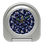 Stylized Floral Intricate Pattern Design Black Backgrond Travel Alarm Clock