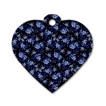 Stylized Floral Intricate Pattern Design Black Backgrond Dog Tag Heart (Two Sides)