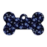 Stylized Floral Intricate Pattern Design Black Backgrond Dog Tag Bone (Two Sides)