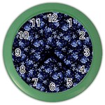 Stylized Floral Intricate Pattern Design Black Backgrond Color Wall Clock