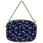Stylized Floral Intricate Pattern Design Black Backgrond Chain Purse (Two Sides)