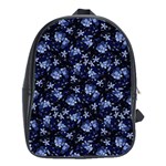 Stylized Floral Intricate Pattern Design Black Backgrond School Bag (Large)