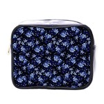 Stylized Floral Intricate Pattern Design Black Backgrond Mini Toiletries Bag (One Side)