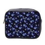 Stylized Floral Intricate Pattern Design Black Backgrond Mini Toiletries Bag (Two Sides)