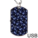 Stylized Floral Intricate Pattern Design Black Backgrond Dog Tag USB Flash (One Side)
