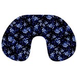 Stylized Floral Intricate Pattern Design Black Backgrond Travel Neck Pillow
