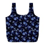 Stylized Floral Intricate Pattern Design Black Backgrond Full Print Recycle Bag (L)