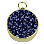 Stylized Floral Intricate Pattern Design Black Backgrond Gold Compasses