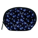 Stylized Floral Intricate Pattern Design Black Backgrond Accessory Pouch (Medium)