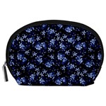 Stylized Floral Intricate Pattern Design Black Backgrond Accessory Pouch (Large)