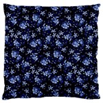 Stylized Floral Intricate Pattern Design Black Backgrond Large Premium Plush Fleece Cushion Case (Two Sides)
