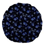 Stylized Floral Intricate Pattern Design Black Backgrond Large 18  Premium Flano Round Cushions