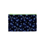 Stylized Floral Intricate Pattern Design Black Backgrond Cosmetic Bag (XS)