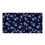 Stylized Floral Intricate Pattern Design Black Backgrond Satin Wrap 35  x 70 