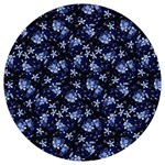 Stylized Floral Intricate Pattern Design Black Backgrond Round Trivet