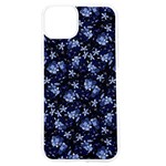 Stylized Floral Intricate Pattern Design Black Backgrond iPhone 15 TPU UV Print Case