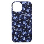 Stylized Floral Intricate Pattern Design Black Backgrond iPhone 15 Black UV Print PC Hardshell Case